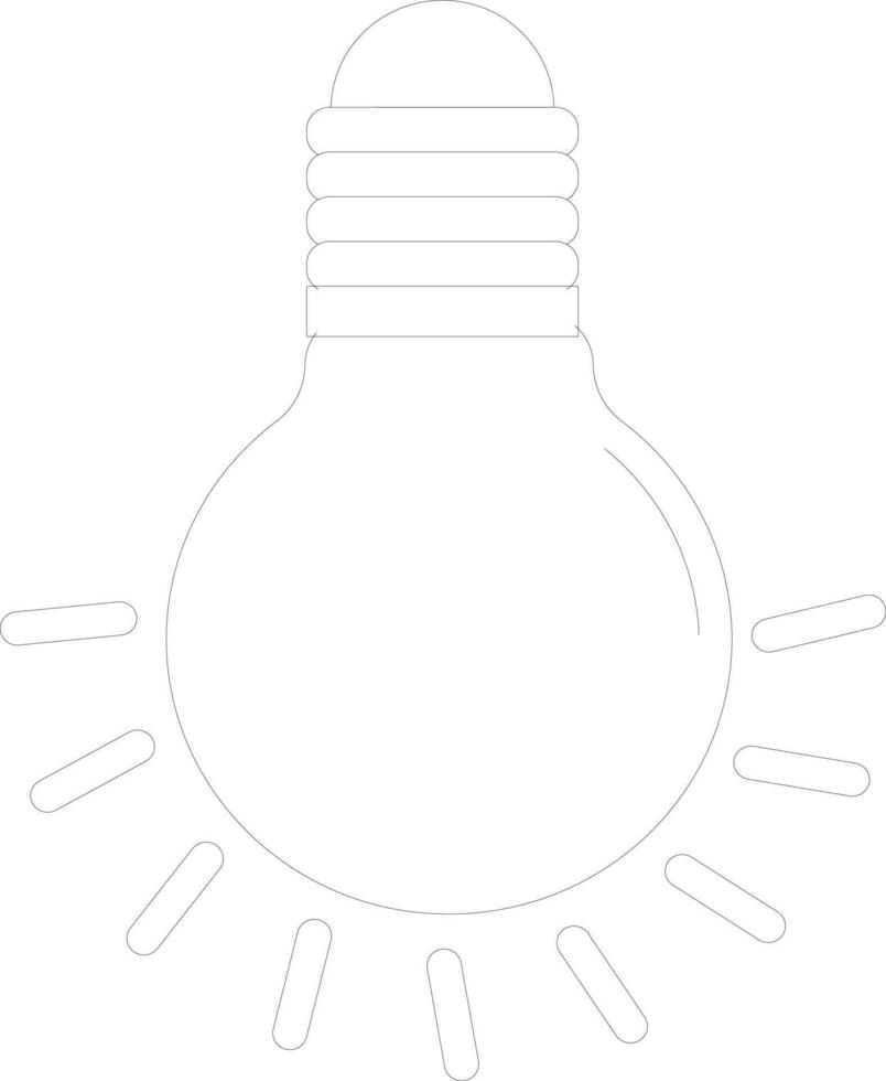 Electric bulb with rays made by black line art. vector