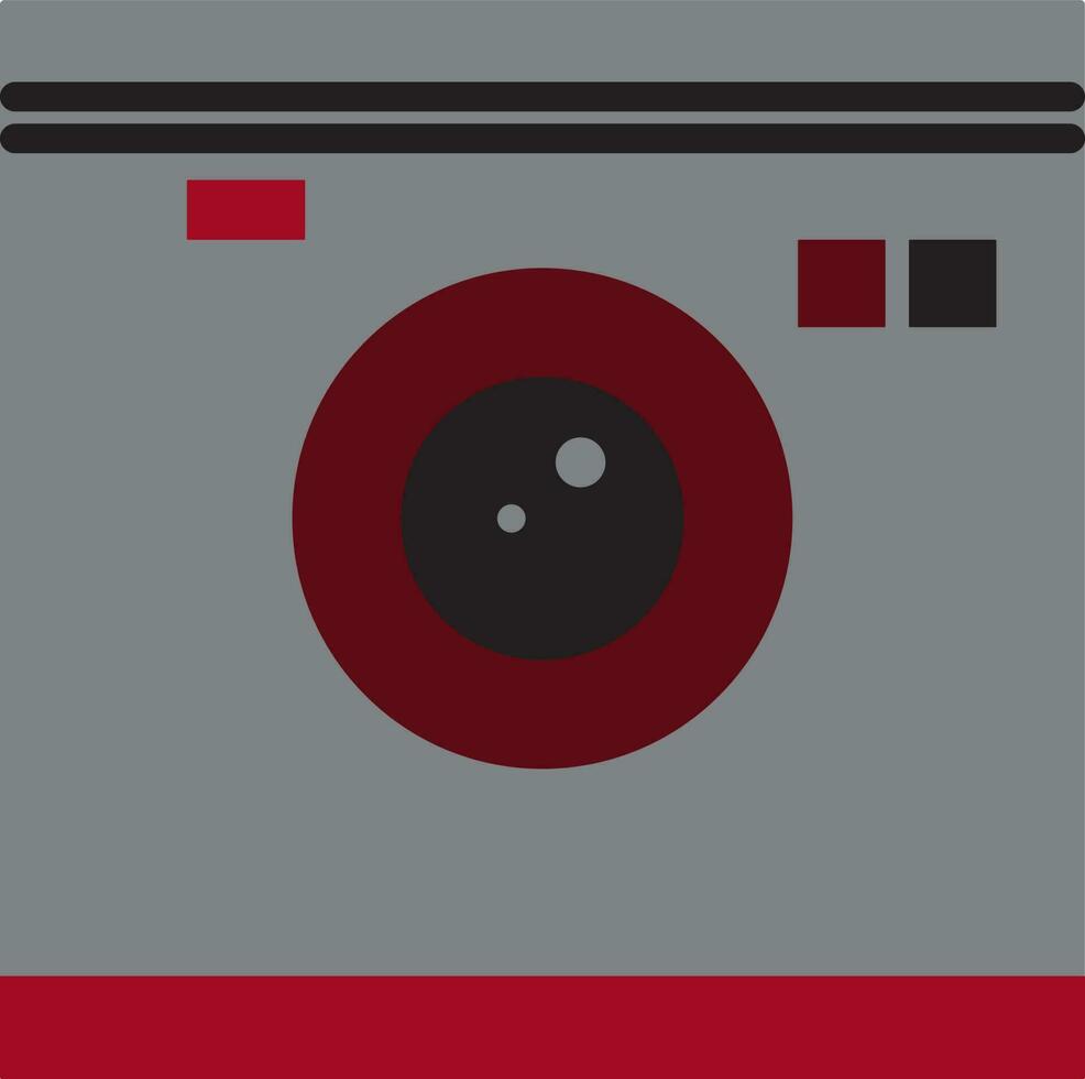 Hipster photo camera in grey and red color. vector