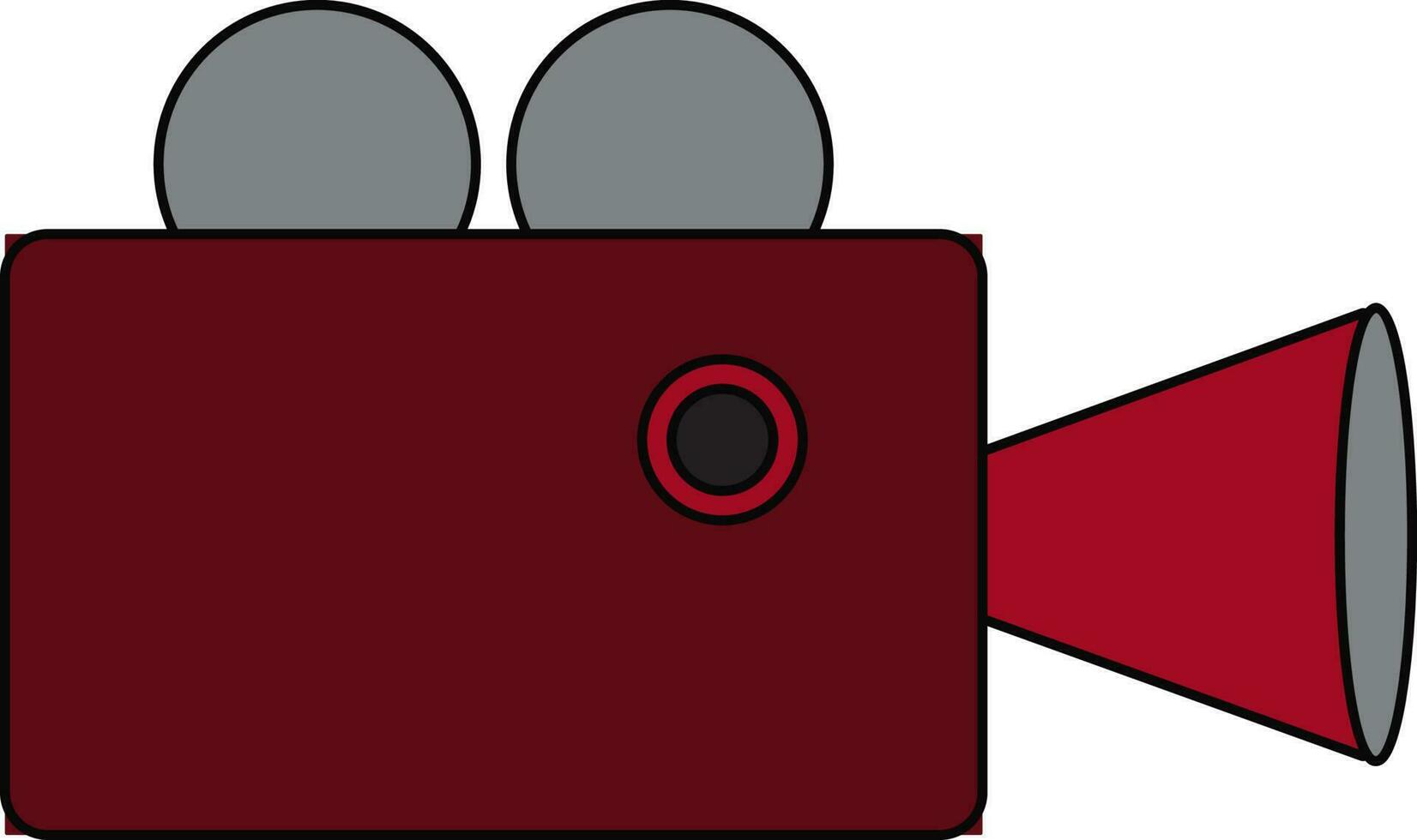 Red and grey film camera in black line art. vector