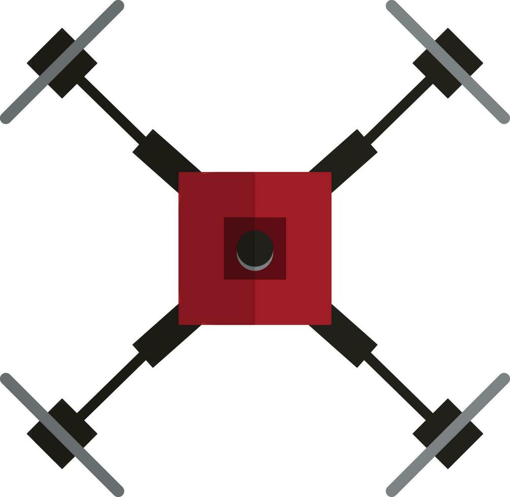 Black and red drone camera on white background. vector