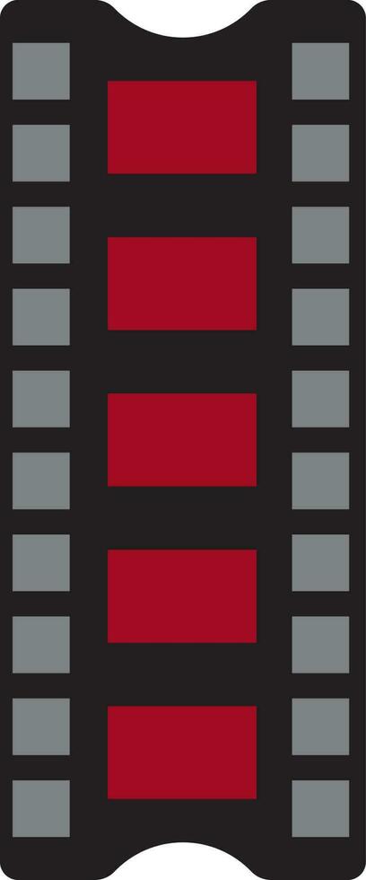 Red and black film strip in flat style. vector