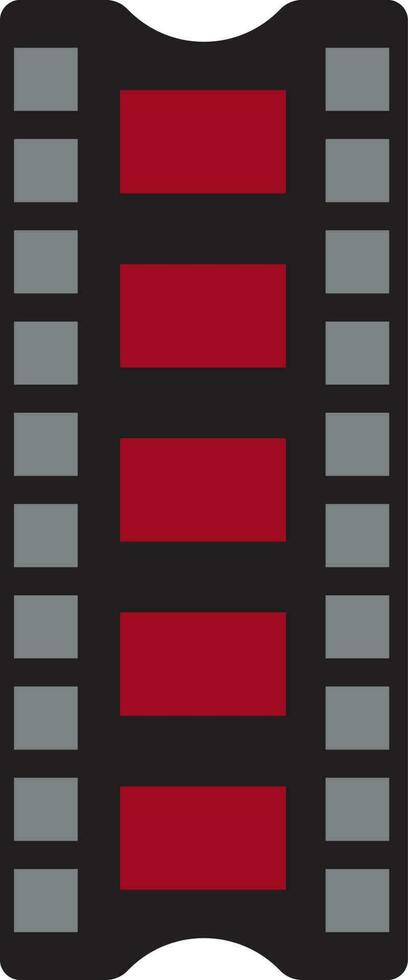 Red and black film strip in flat style. vector