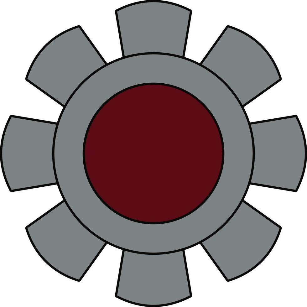 Camera settings grey and brown cogwheel in black line art. vector