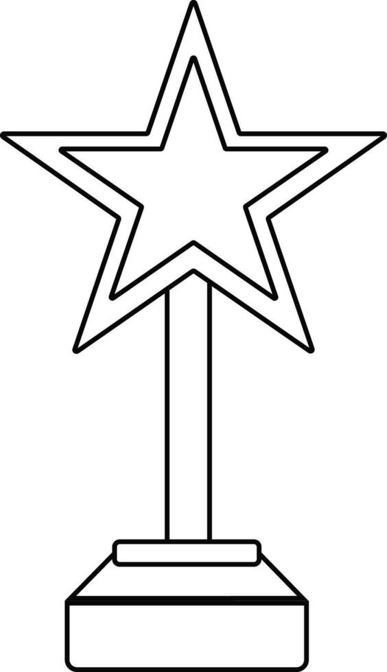 Black line art illustration of a star trophy cup. vector