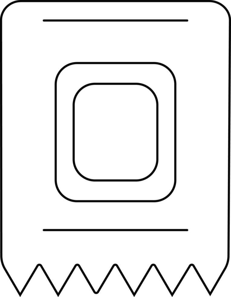 Isolated memory card in black line art. vector