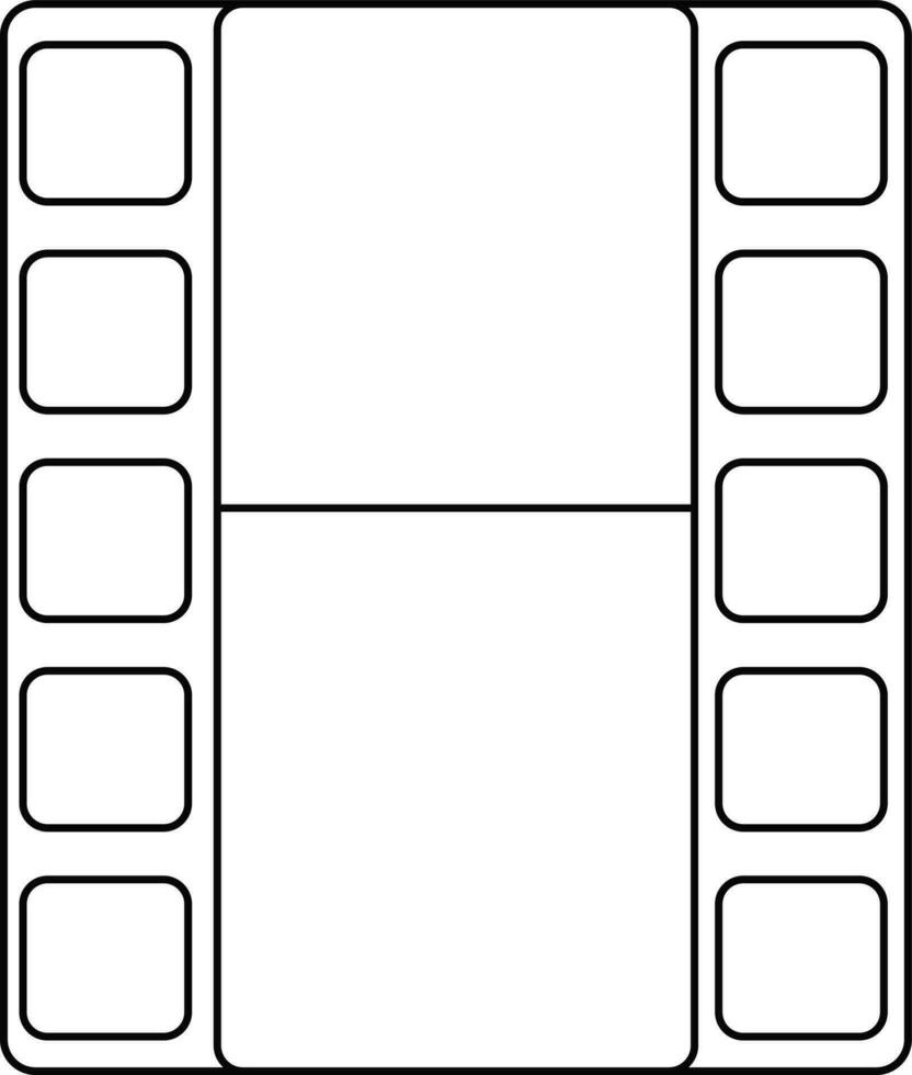 Black line art film strip icon in flat style. vector