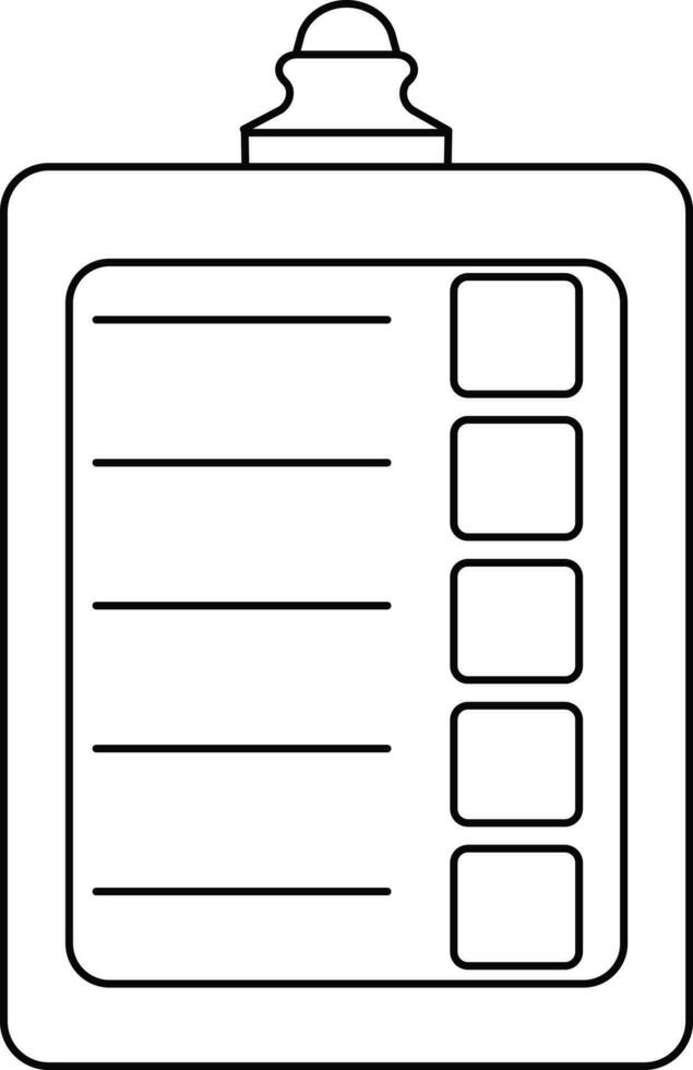 Flat style blank clipboard in black line art. vector