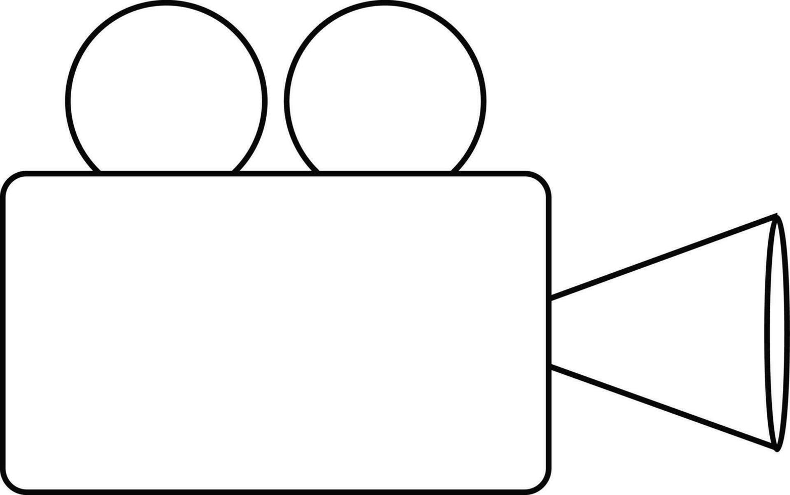 Illustration of a video camera in black line art. vector