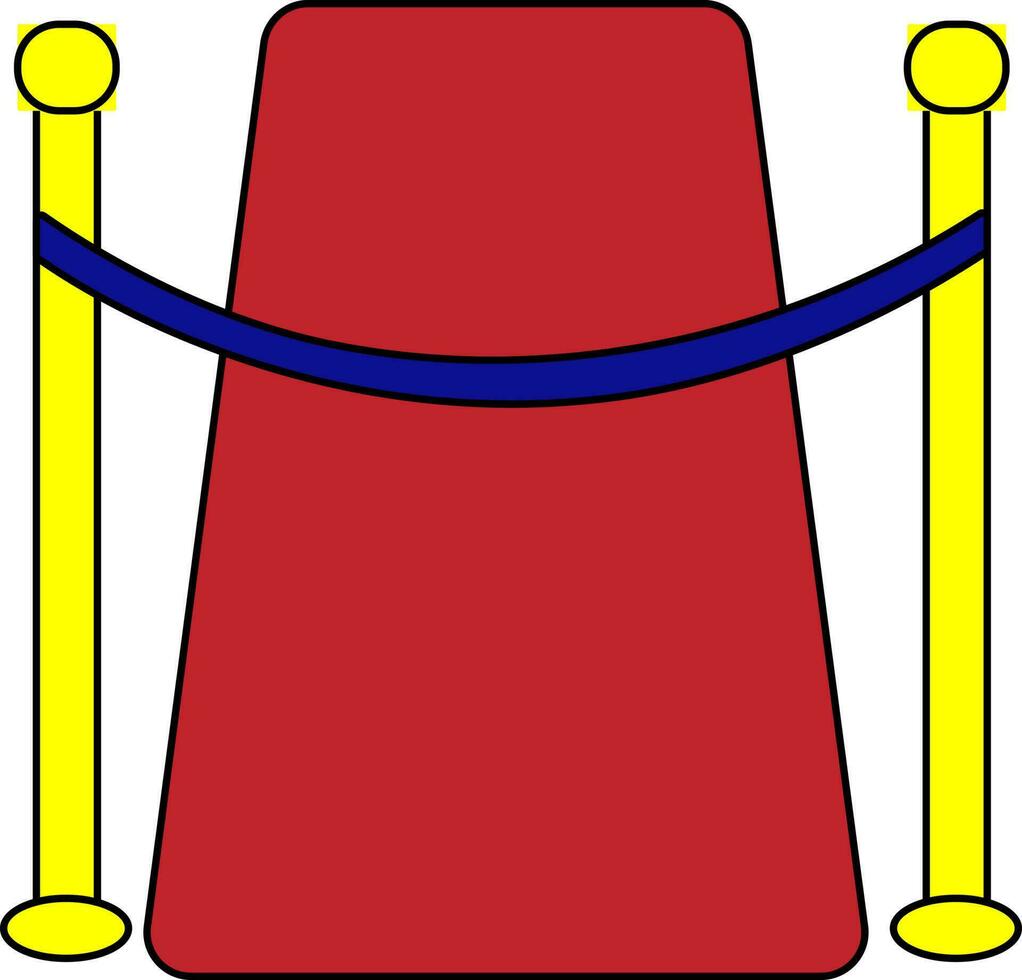 Red carpet with yellow and blue barrier. vector