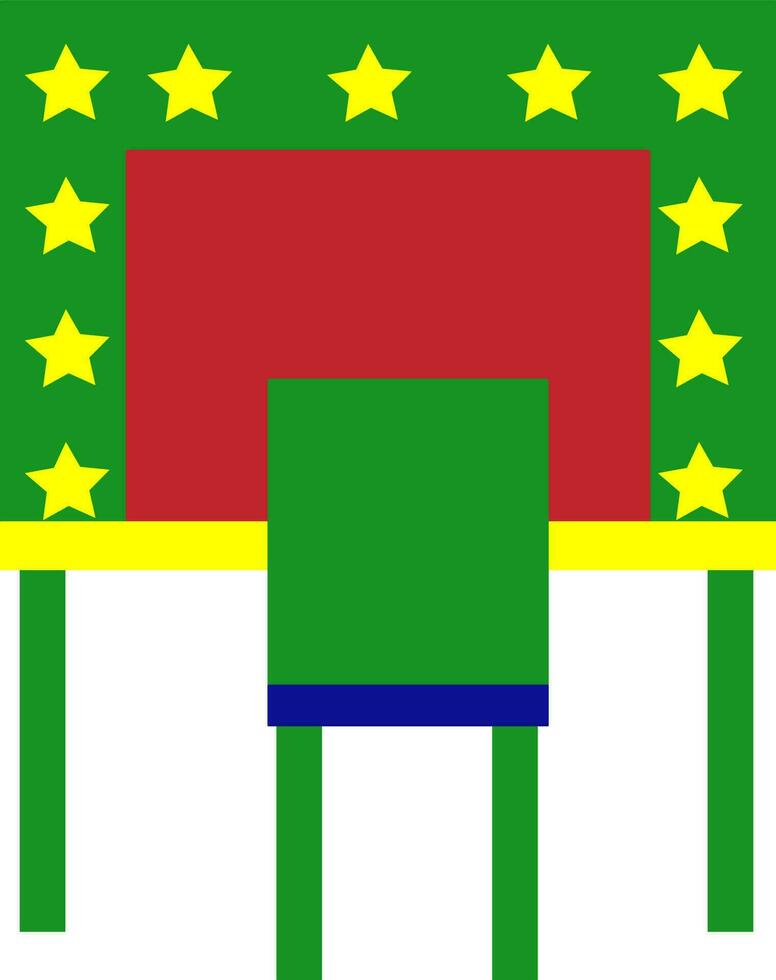 Star decorated cinema video screen with chair. vector