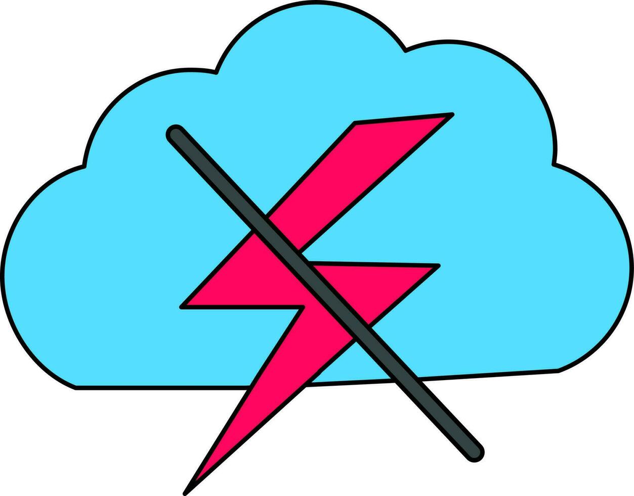 Flash off with cloud in pink and blue color. vector