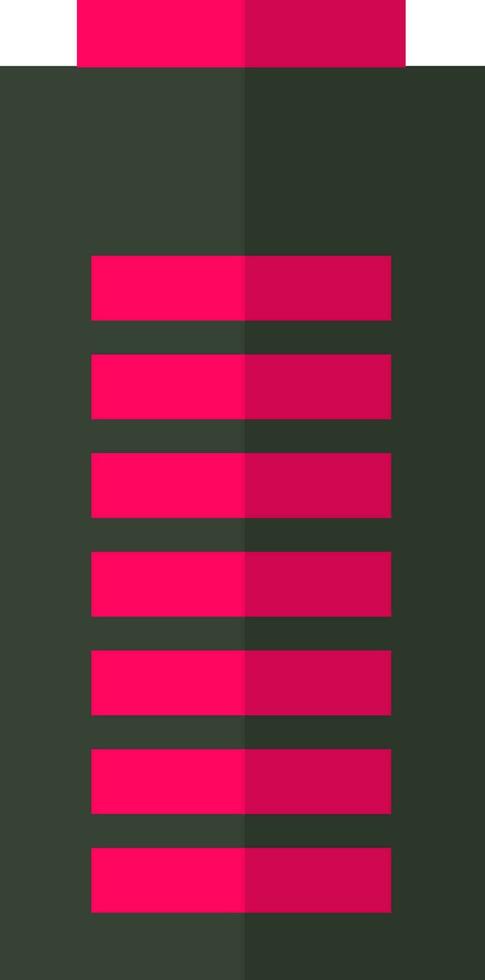 Black and pink battery in flat style. vector