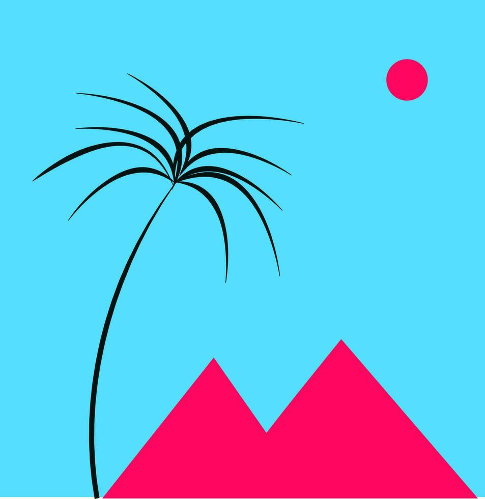 Landscape photo in blue and pink color. vector