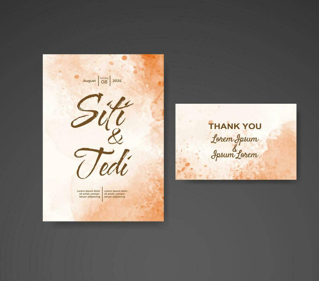 Wedding invitation with abstract watercolor background vector