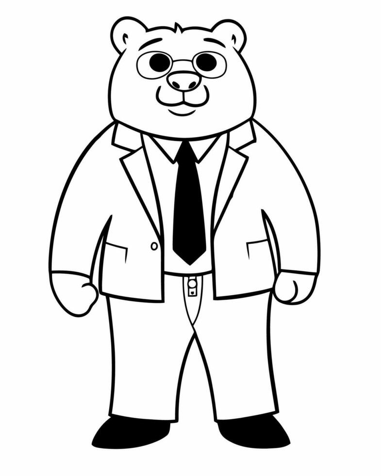 oso en un traje con lentes vector
