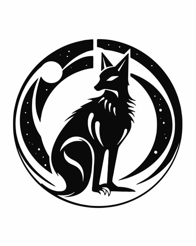 fox logo black and white vector