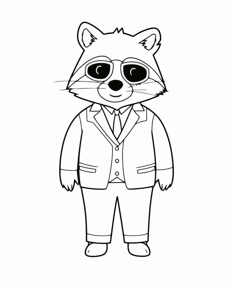 happy raccoon dressed up vector