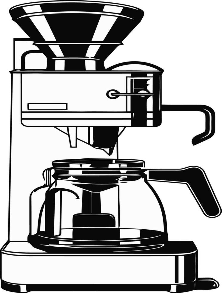 coffee maker black and white vector