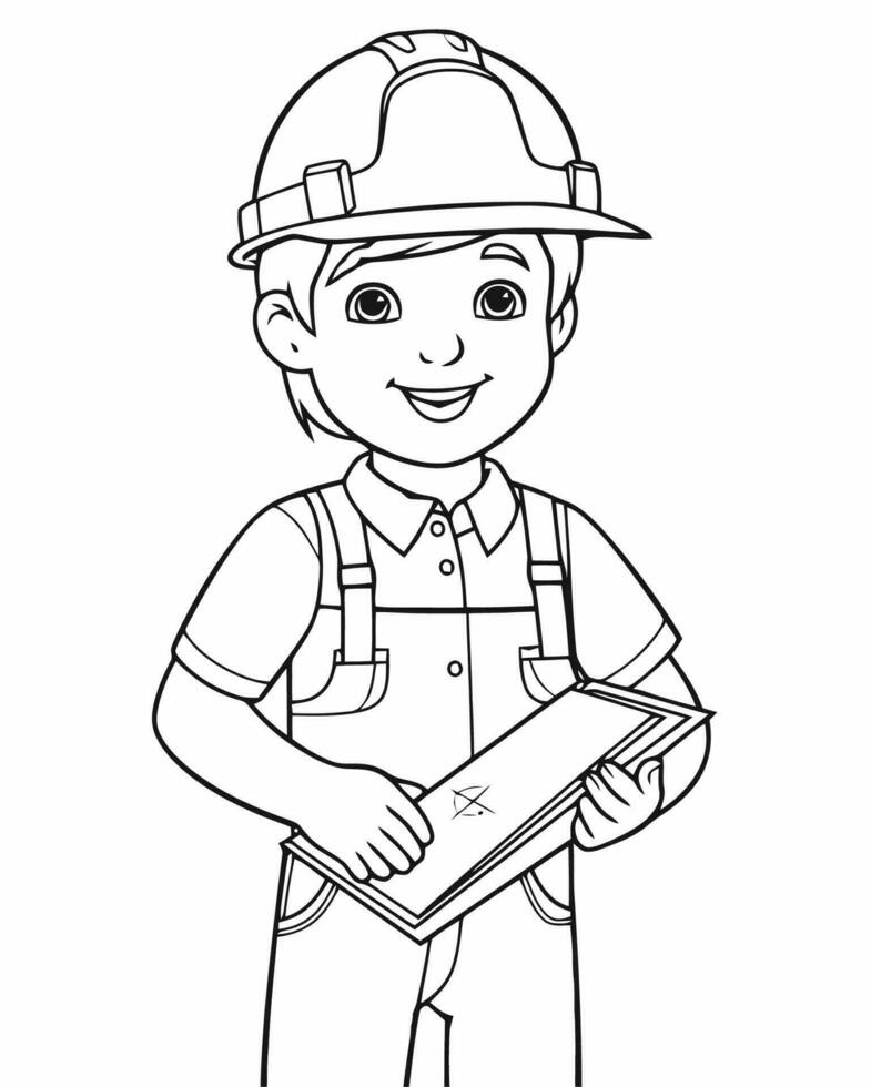 niño como un construcción trabajador vector