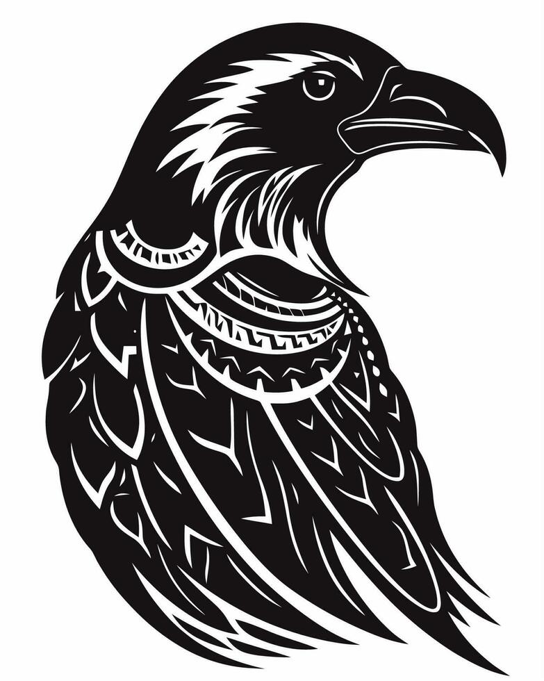 raven black and white vector