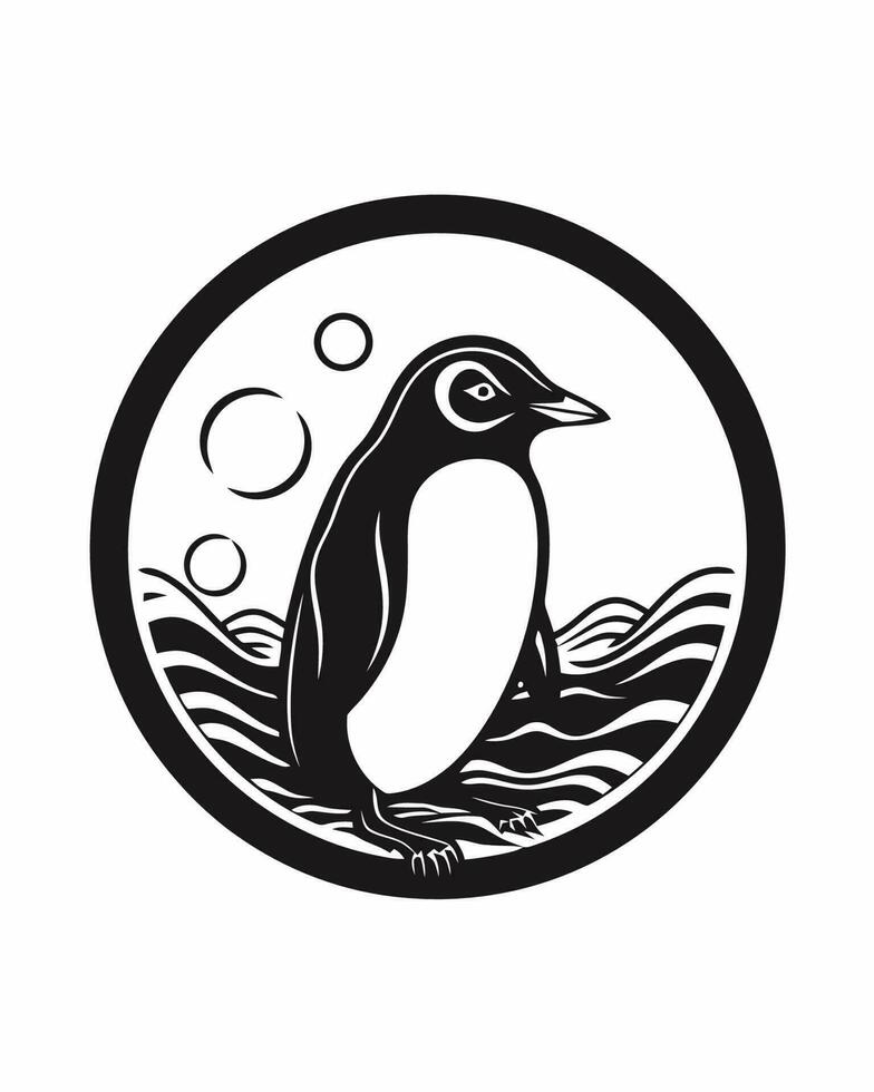 penguin logo black and white vector