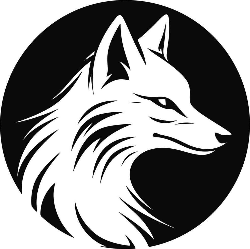 lobo cabeza logo negro y blanco vector