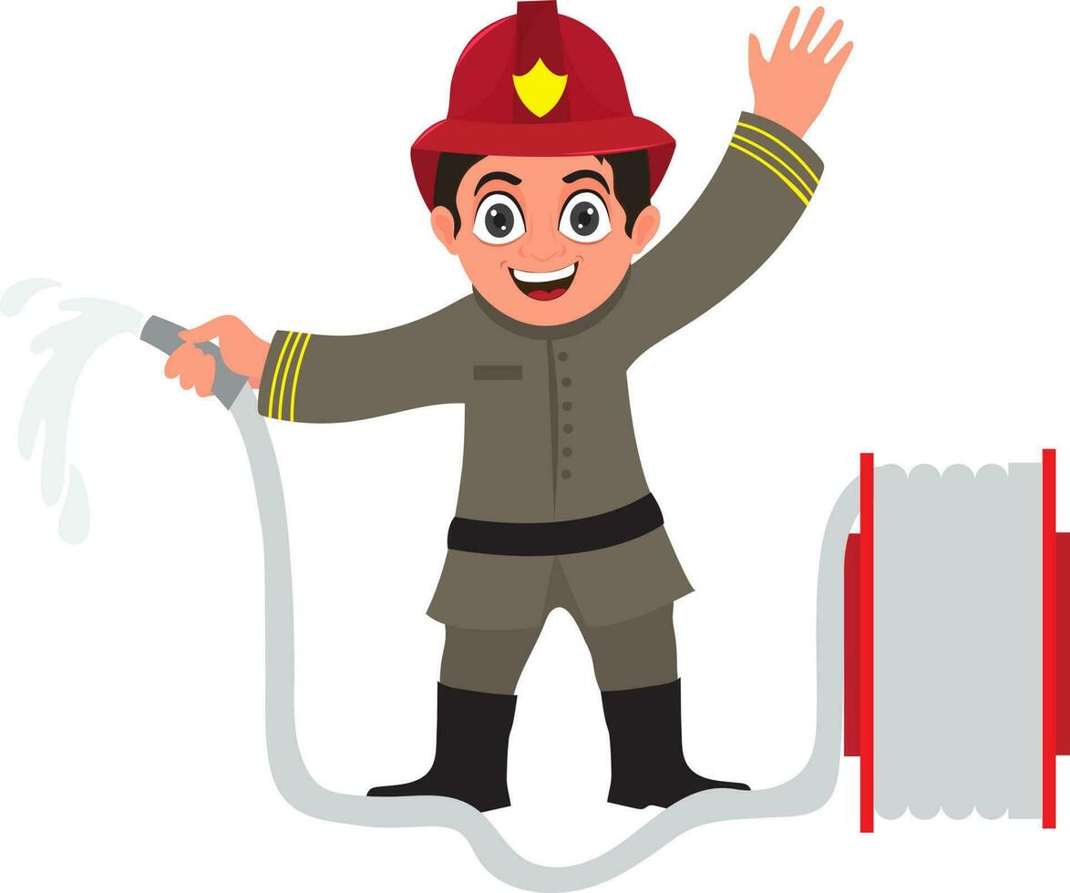 Cartoon character of a firefighter. vector