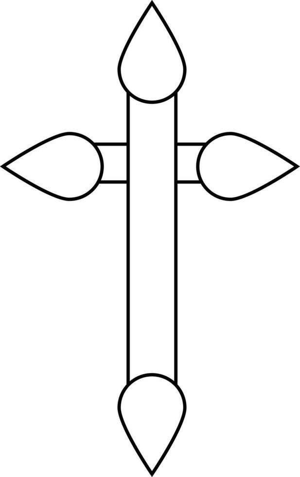 Line art christian cross symbol or icon on background. vector