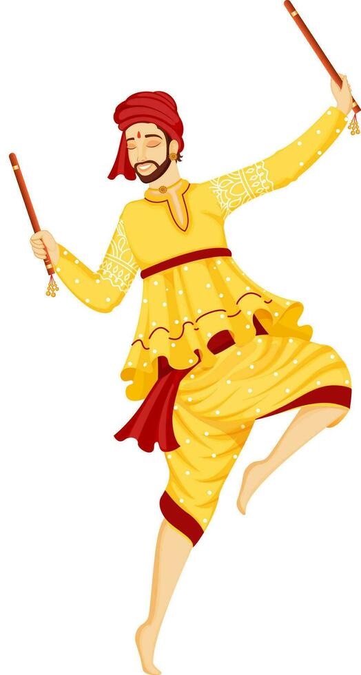 ilustración de hombre bailando con dandiya palos vector