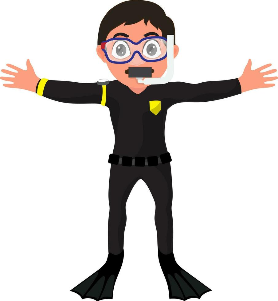 Cartoon character of a scuba diver. vector