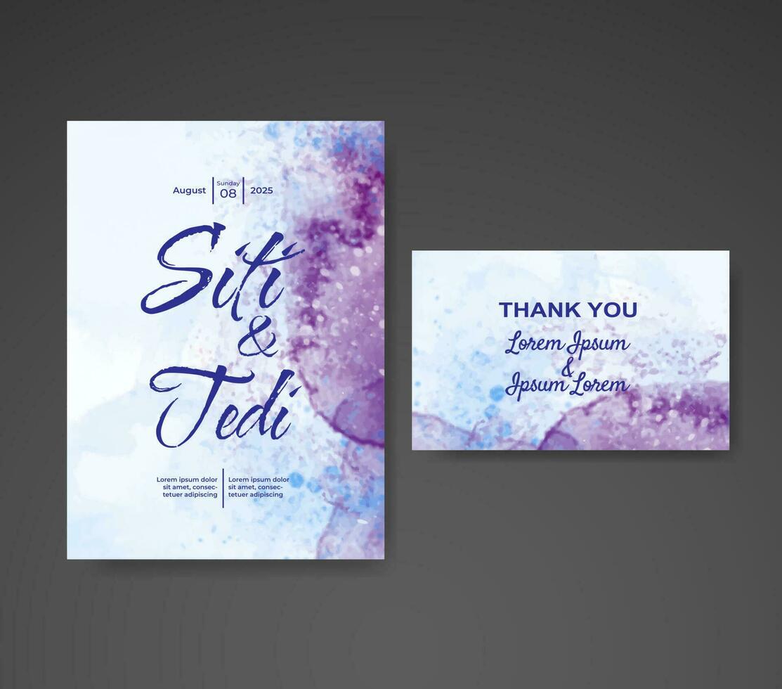 Wedding invitation with abstract watercolor background vector