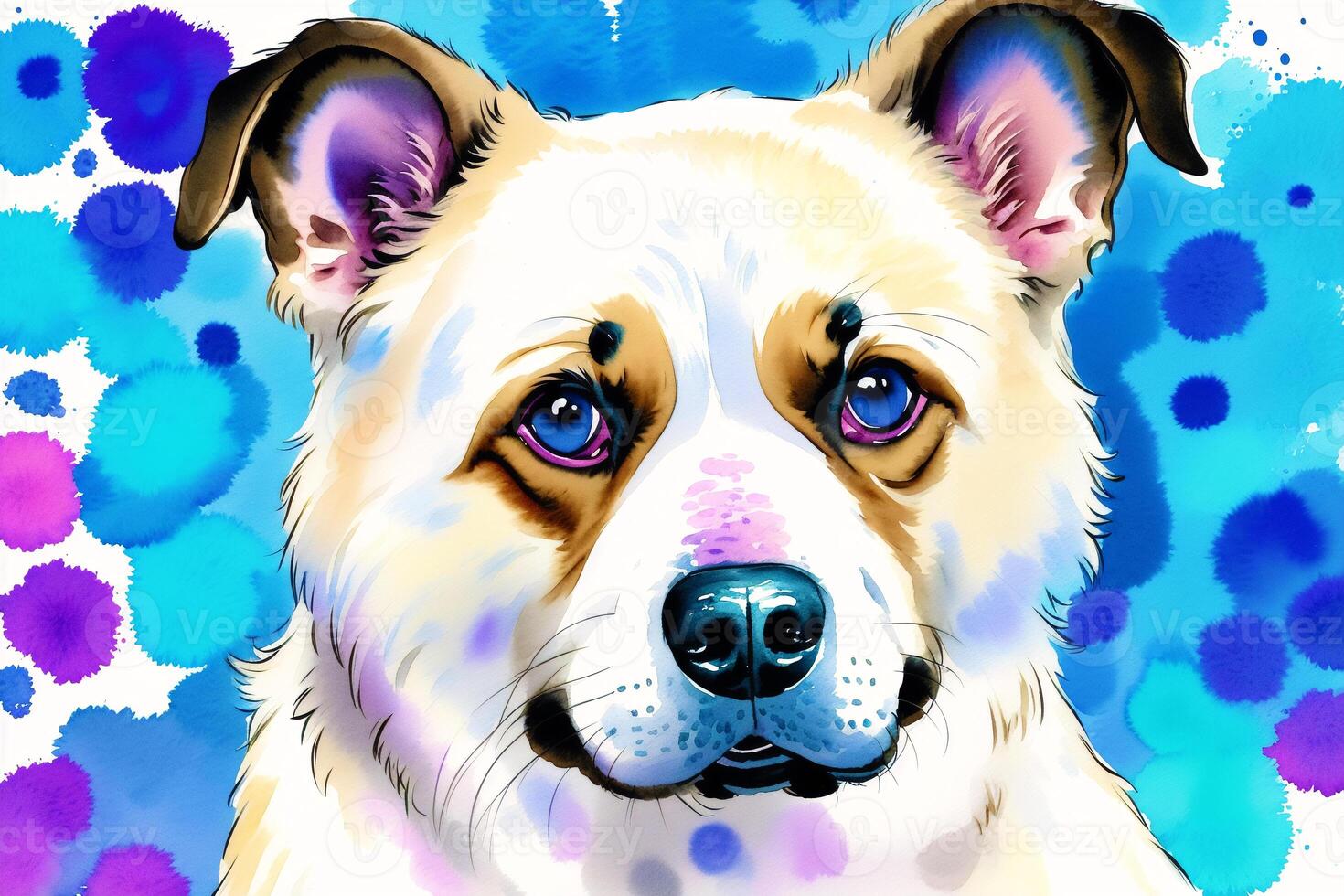 Watercolor painting of the Aidi Dog. The Majestic Aidi the Guardian of the Atlas Mountains. photo