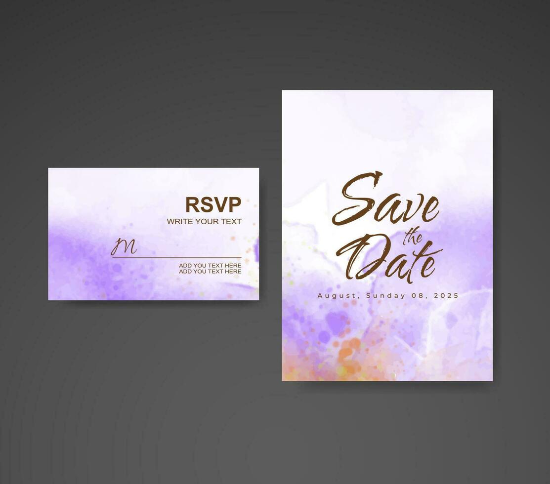 Wedding invitation with abstract watercolor background vector