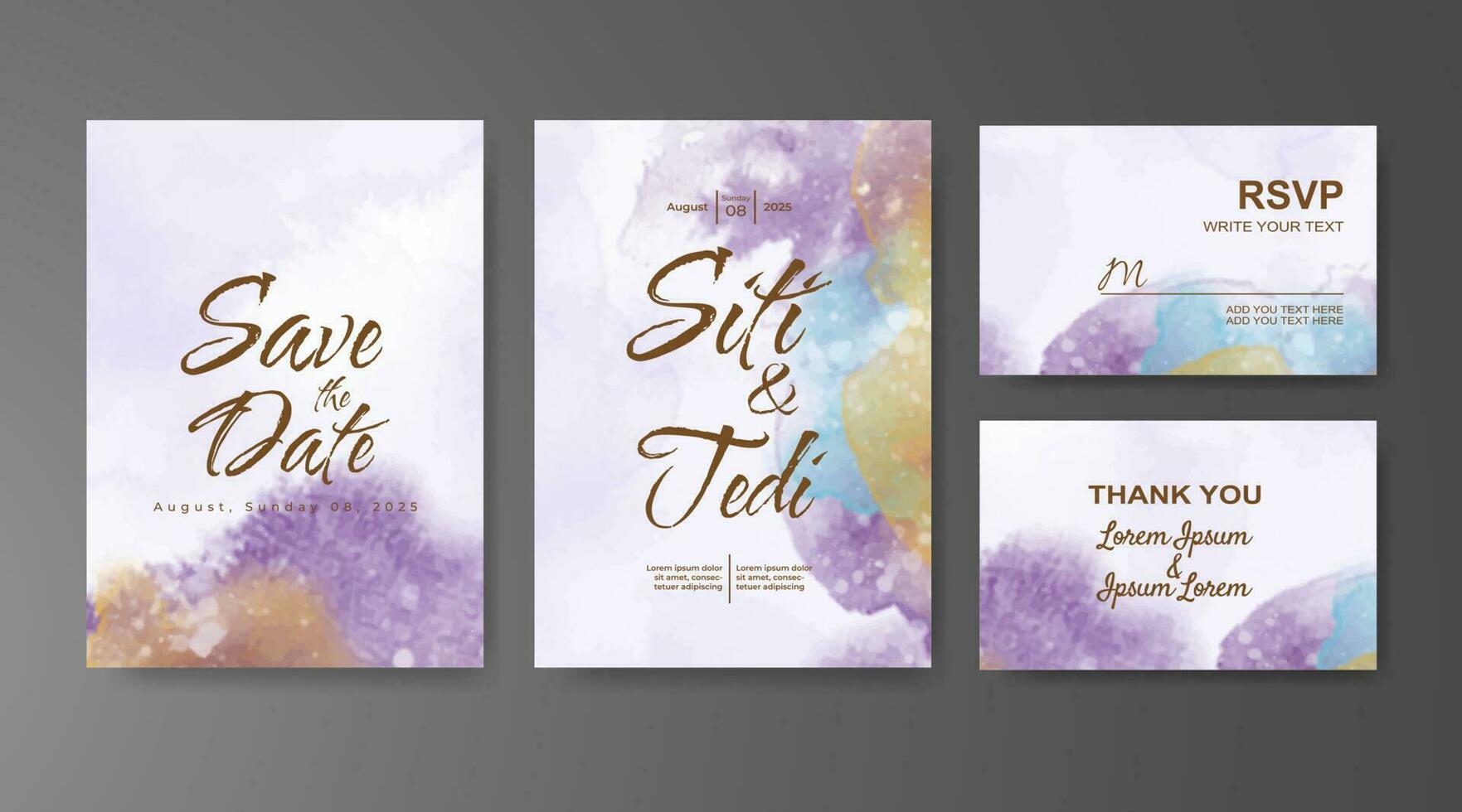 Wedding invitation with abstract watercolor background vector