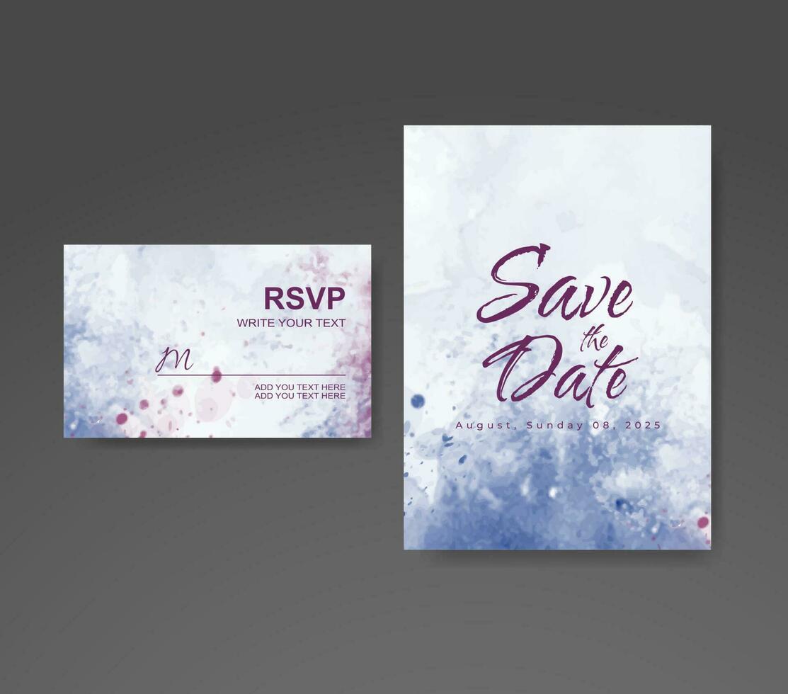 Wedding invitation with abstract watercolor background vector