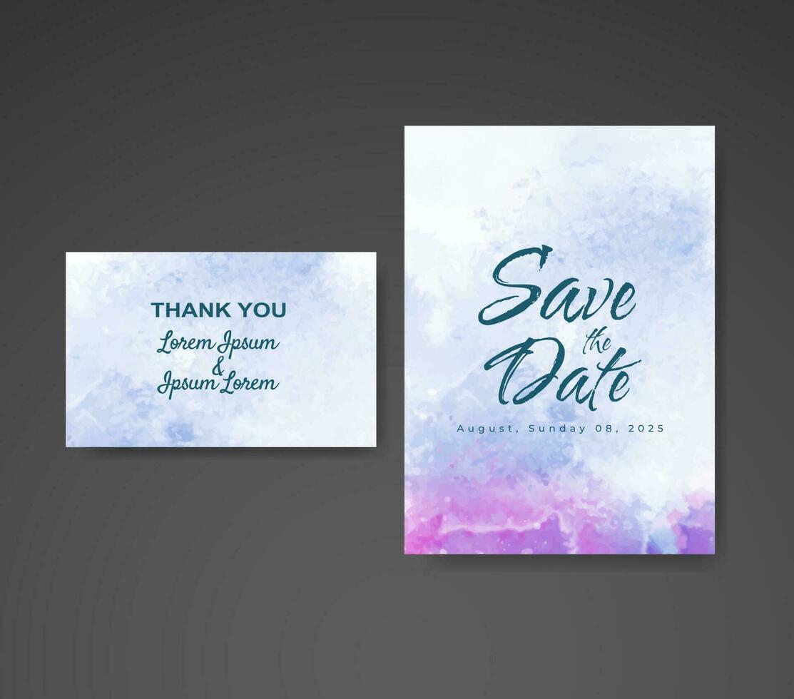 Wedding invitation with abstract watercolor background vector