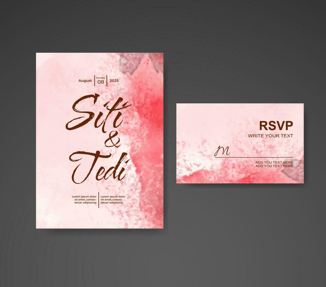 Wedding invitation with abstract watercolor background vector