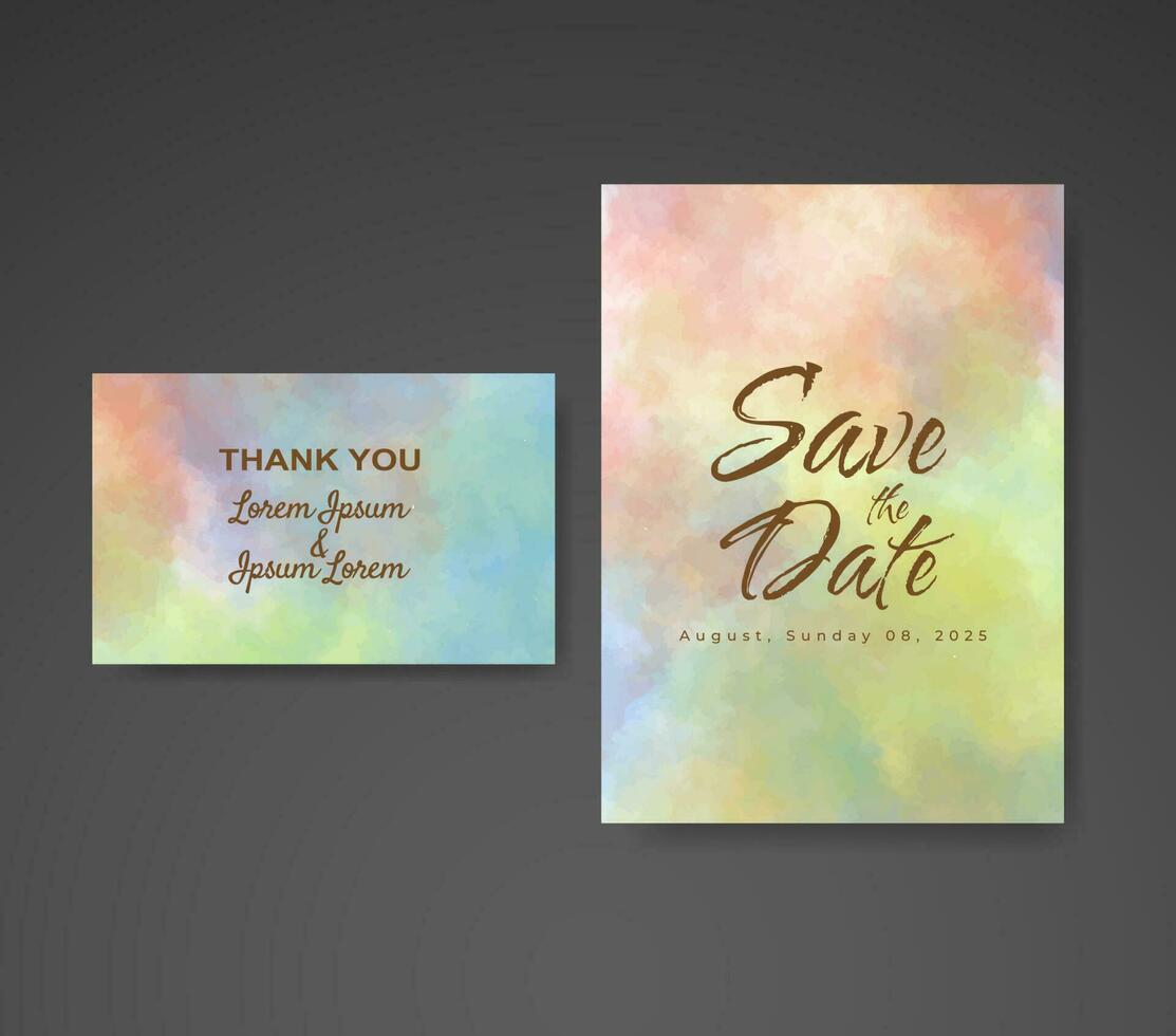 Wedding invitation with abstract watercolor background vector