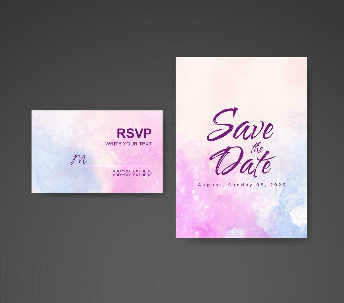 Wedding invitation with abstract watercolor background vector