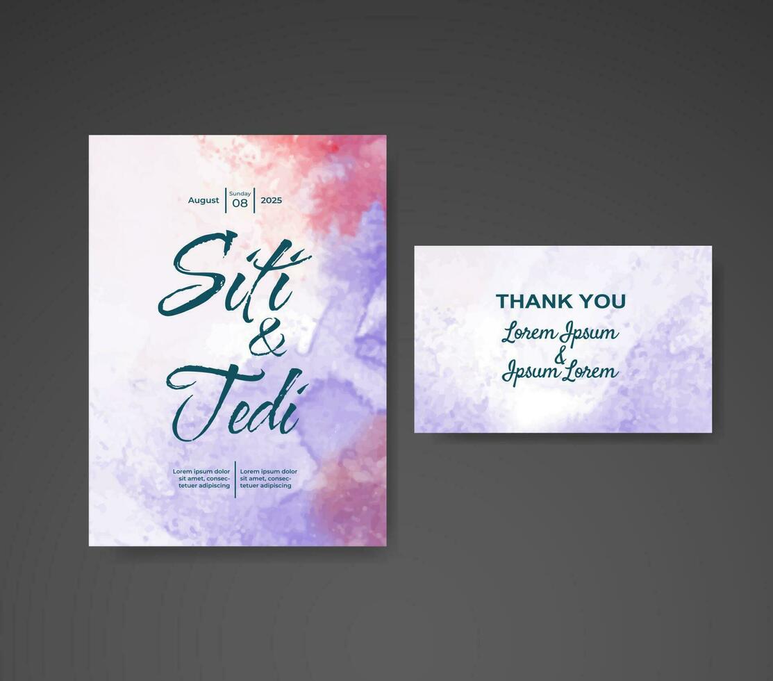 Wedding invitation with abstract watercolor background vector