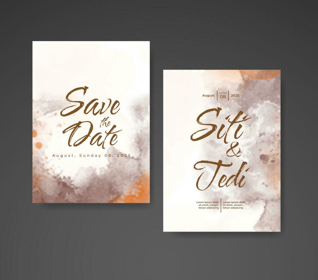 Wedding invitation with abstract watercolor background vector