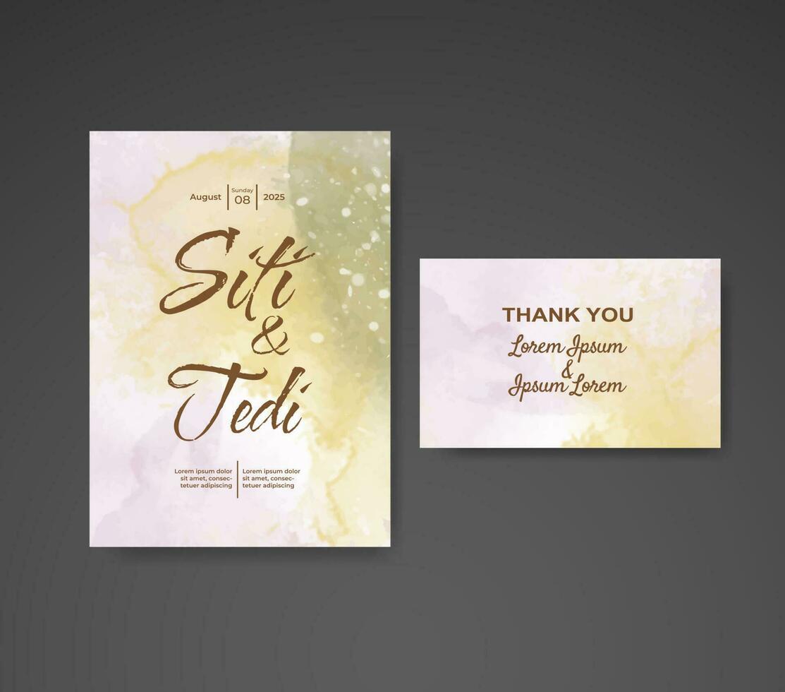 Wedding invitation with abstract watercolor background vector