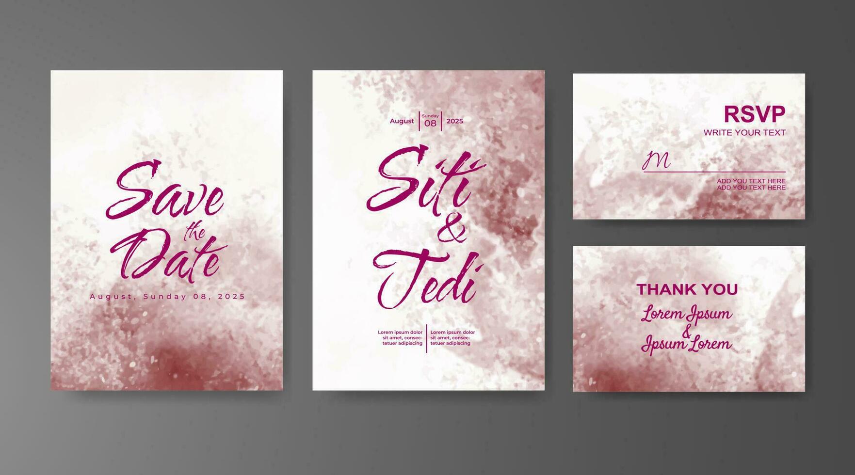 Wedding invitation with abstract watercolor background vector