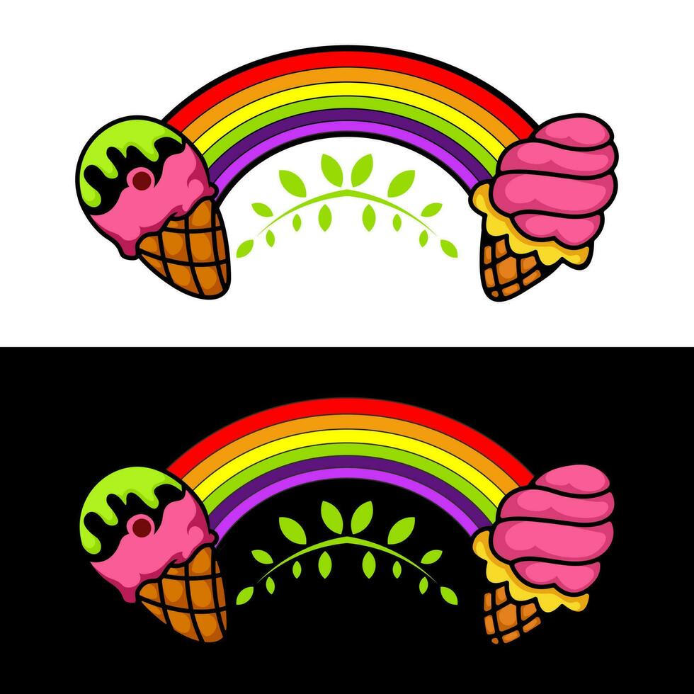 ice cream rainbow  icon logo design vector