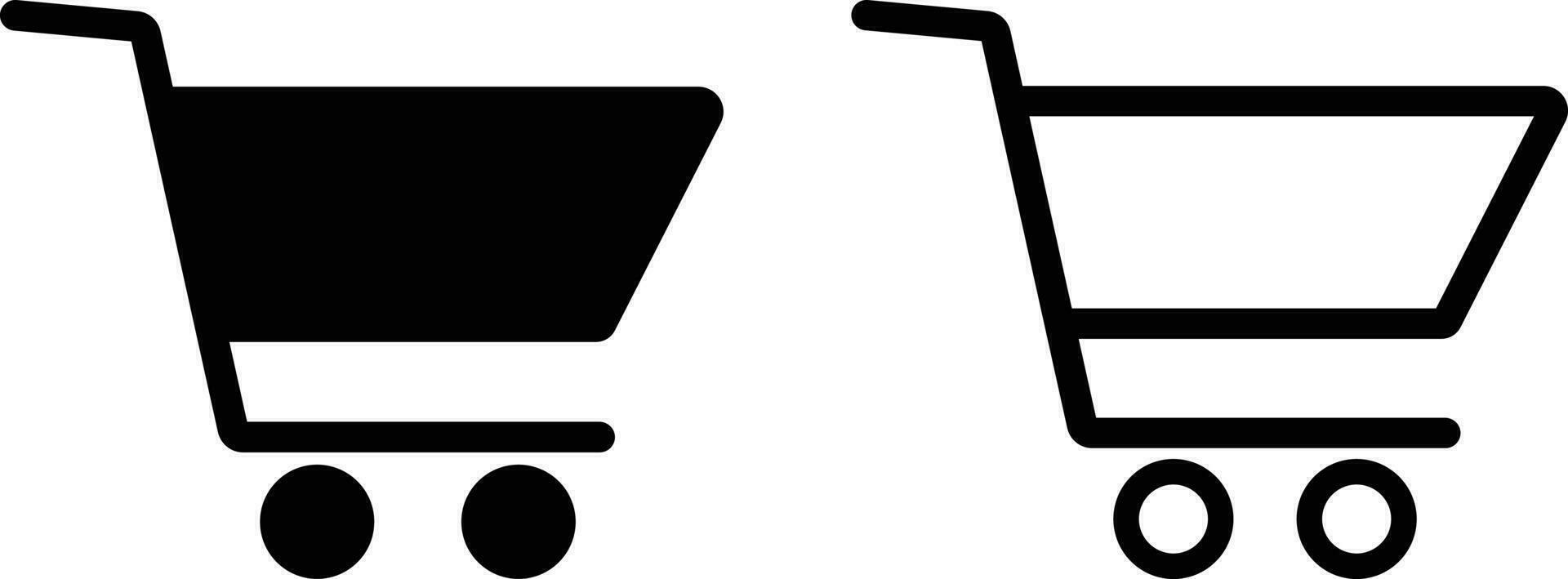 shopping cart icon set in two styles for store, online store, e-Commerce . vector illustration