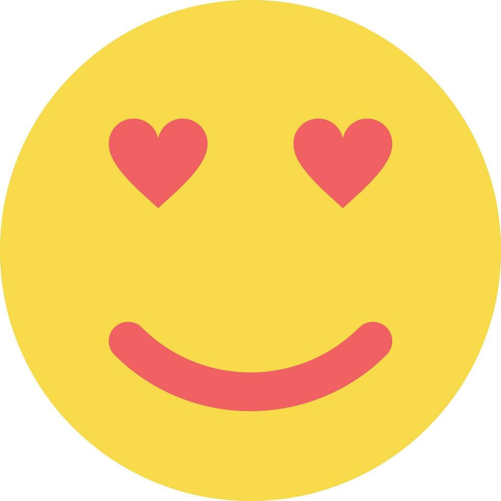 in love emoticon icon with heart eyes . love emotion symbol vector
