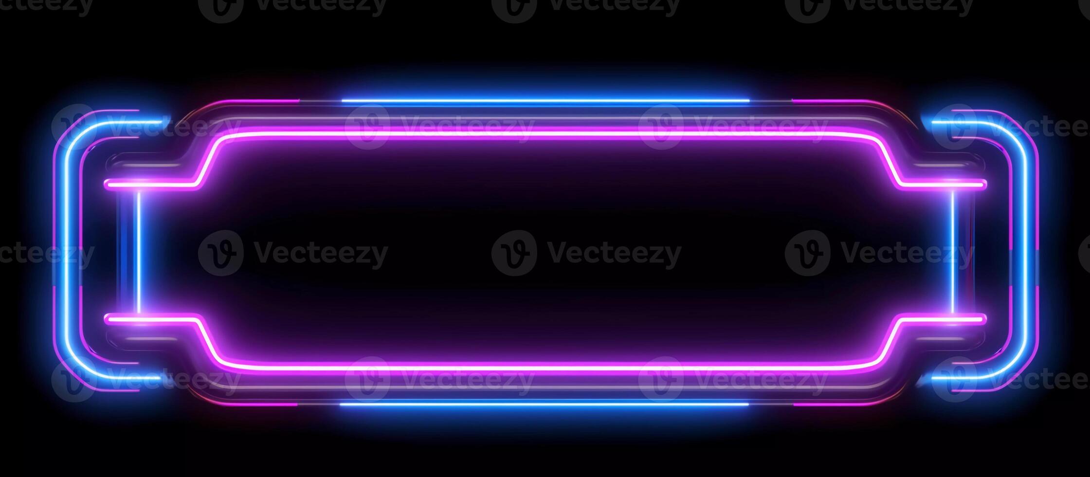 perfect choice for businesses looking for a design that is both futuristic and edgy, this abstract blue and purple neon light shape design on a black background photo