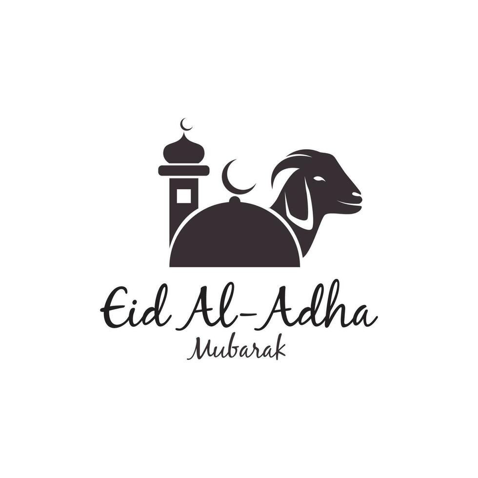 contento eid al-adha Mubarak islámico religión mezquita cabra logo diseño vector