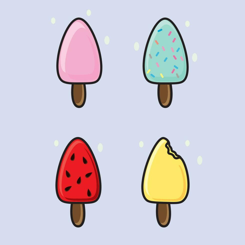 A set of ice cream illustrations vector