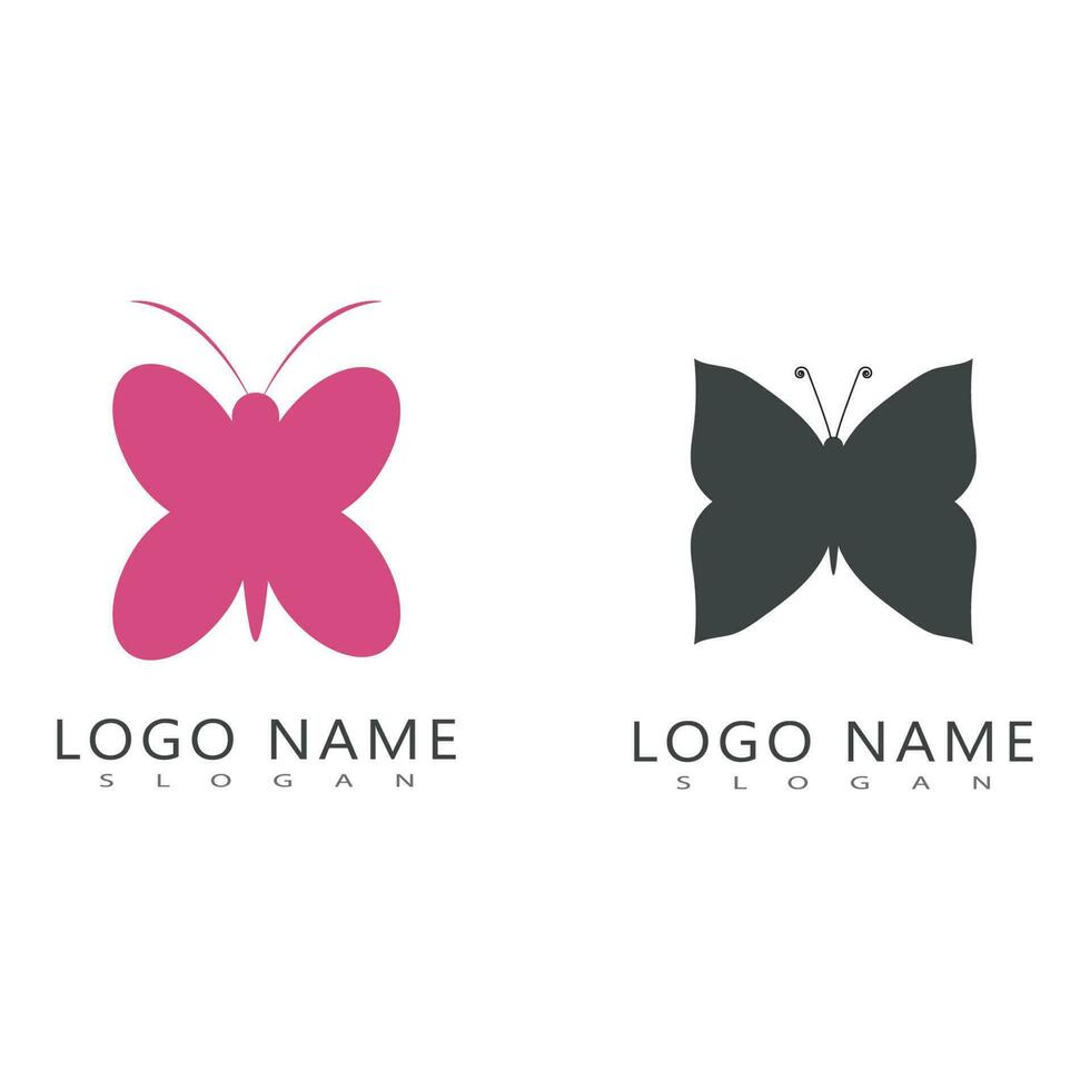 Beauty Flying Butterfly Logo with simple minimalist line art monoline style vector